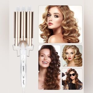 CkeyiN Tourmaline Ceramic 3 Barrels Large Wave Curler for Beachy Mermaid Hair